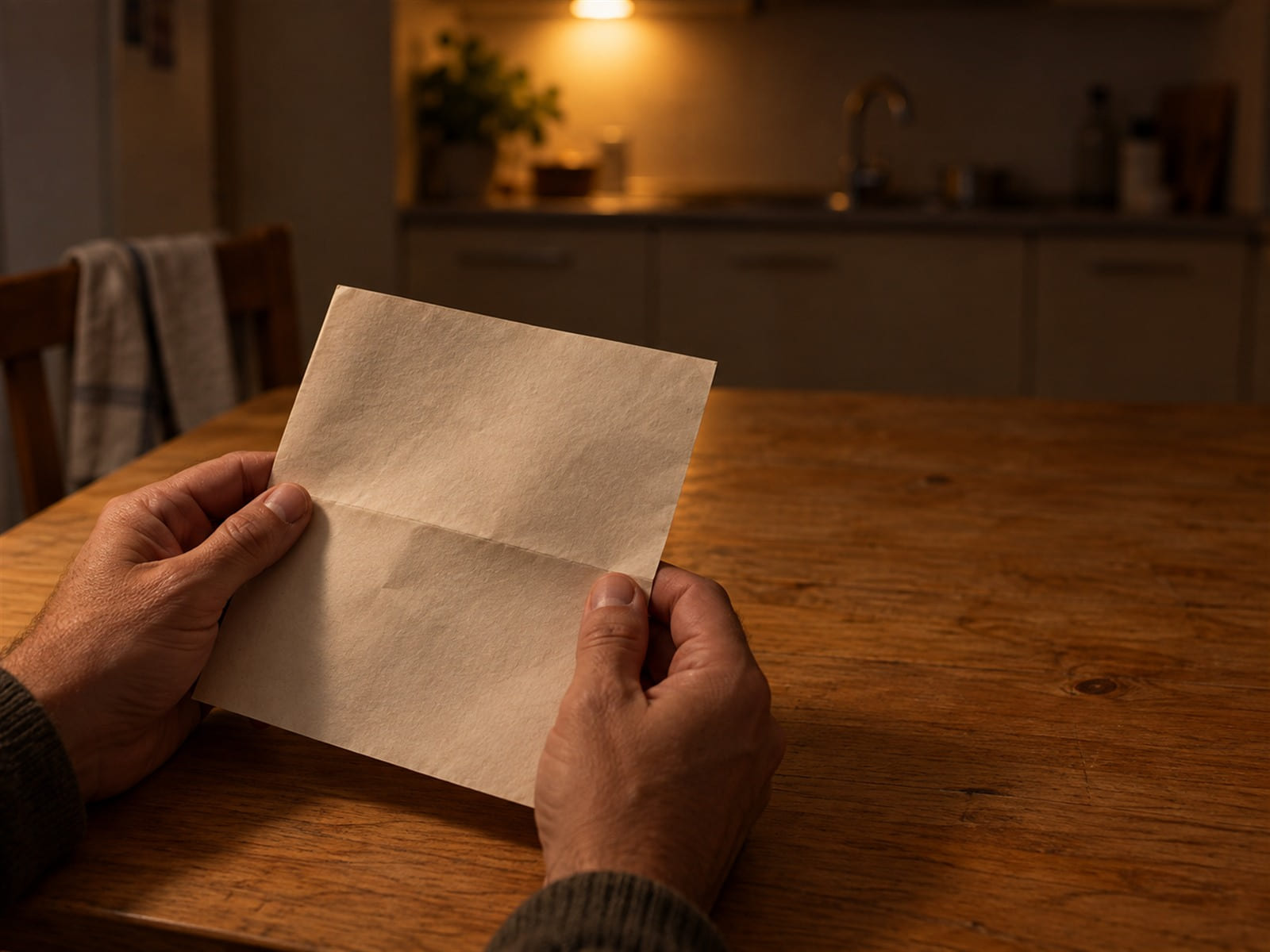 A printed reading in large type folded in someone's hands